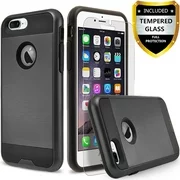 iPhone 6, iPhone 6s Phone Case, 2-Piece Style Hybrid Shockproof Hard Case Cover with [Premium Screen Protector] Hybird Shockproof And Circlemalls Stylus Pen (Black)