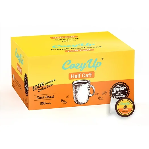 CozyUp Half Caff Breakfast Blend, Single-Serve Coffee Pods Compatible with Keurig K-Cup Brewers, Dark Roast Coffee, 100 Count