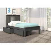 Donco Kids PD-500TDG-505DG Twin Size Contempo Bed with Storage Drawers, Dark Grey