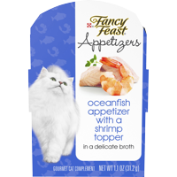 Fancy Feast Wet Cat Food Complement, Appetizers Oceanfish With a Shrimp Topper in Broth, 1.1 oz. Tray