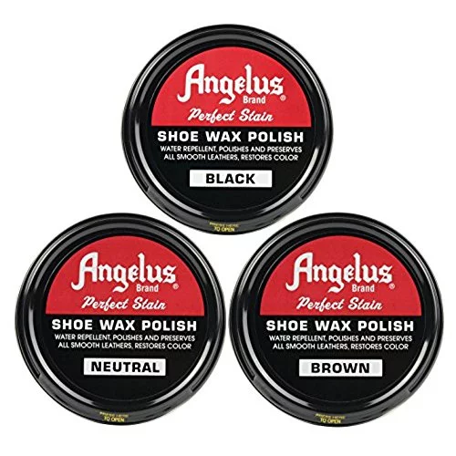 Angelus Shoe Wax Polish Black, Brown, Neutral Variety 3 Pack