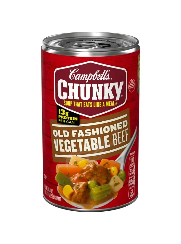 Campbells Chunky Soup, Ready to Serve Old Fashioned Vegetable Beef Soup, 18.8 oz Can