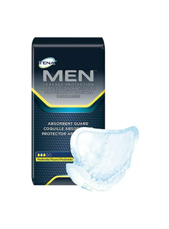 TENA Men Bladder Control Pad, 8 Inch Length, Disposable, Moderate Absorbency, One Size Fits Most, 20 Count