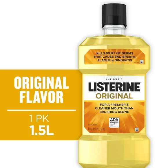 Listerine Original Antiseptic Mouthwash/Mouth Rinse for Bad Breath & Plaque, 1.5 L