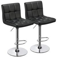 2pcs Adjustable Modern PU Leather Swivel Bar Chair Without Arms