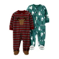 Child of Mine by Carter's Baby Boys Christmas Holiday Microfleece Sleep 'N Play Pajamas, 2-Pack (Preemie-9M)