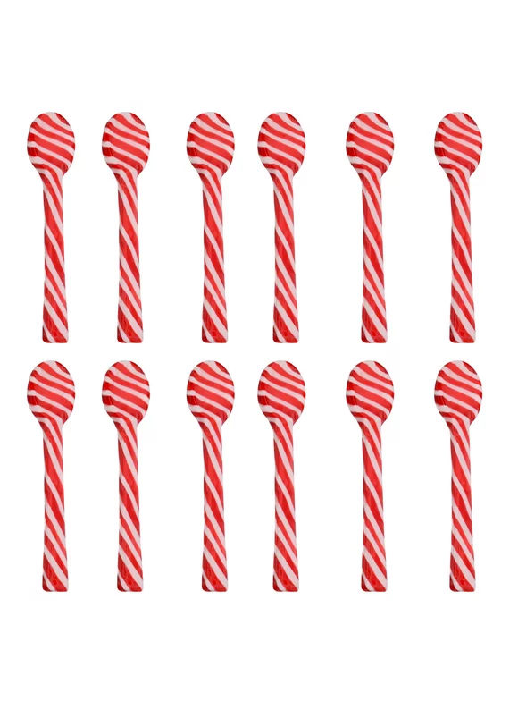 (2) Candy Cane Spoon Edible Hard Candy Spoons Peppermint Flavor for Hot Chocolate Coffee Stirring Candies Christmas Holiday Stockings Birthday Party Favor 12ct  (6ct each) & CUSTOM Storage Carrier