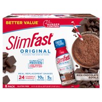 SlimFast Original Meal Replacement Shakes, Rich Chocolate Royale, 11 fl. Oz., 8 Ct