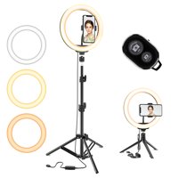 10.2 Selfie Ring Light w/ Tripod Stand & Phone Holder 3 Modes 10 Brightness Level 120 LED Bulbs Dimmable Selfie Ringlight for Live Stream Makeup YouTube Video Photography Shooting