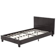 Queen Bed Frame - Faux Leather Upholstered Bonded Platform Bed/Panel Bed - with Headboard - for Adults Teens Children,Black-Queen Size