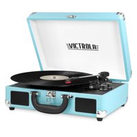 Victrola Bluetooth Portable Suitcase Record Player with 3-speed Turntable