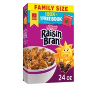 Kellogg's Raisin Bran Breakfast Cereal, High Fiber Cereal, Made with Real Fruit, Original, 24oz, 1 Box