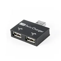 Aktudy USB2.0 Male to Twin Charger Dual 2 Port USB Splitter Hub Adapter Converter