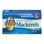 (3 Pack) Season Mackerels Skinless & Boneless In Olive Oil, 4.375 OZ