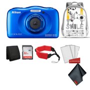 Nikon Coolpix W150 Kid-Friendly Rugged Waterproof Digital Camera (Blue) Bundle with White Backpack + 32GB SanDisk Memory Card + More (Intl Model)