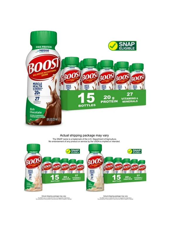 BOOST High Protein Nutritional Drink, Flavor Variety Pack, 45 - 8 fl oz Bottles