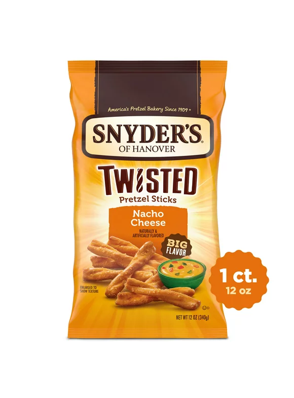 Snyder's of Hanover, Nacho Cheese Twisted Pretzel Sticks, 12-oz. Bag