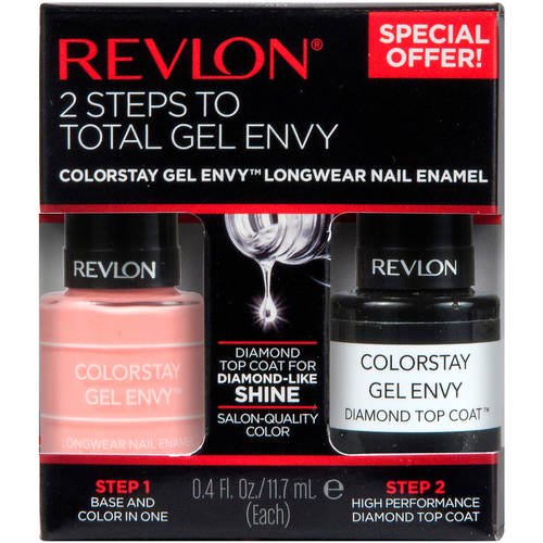 Revlon ColorStay Gel Envy Longwear Nail Enamel, Card Shark + Top Coat .4 fl oz, 2 count