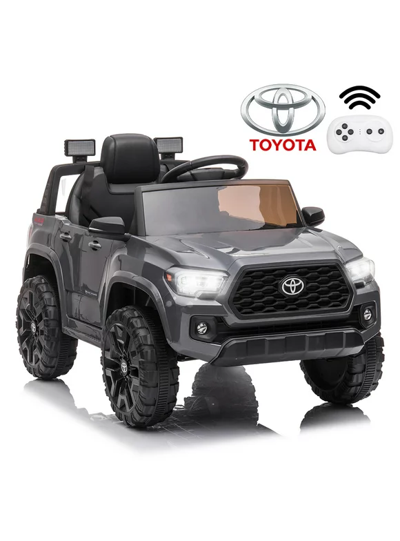Toyota Tacoma Ride on Cars for Boys, 12V Powered Kids Ride on Cars Toy with Remote Control, Gray Electric Vehicles Ride on Truck with Headlights/Music Player for 3 to 5 Years Old Boy Girls