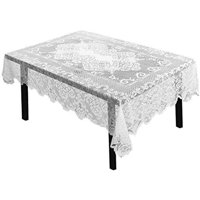 Lace Rectangular Tablecloth with Elegant Floral Patterns for Parties, Weddings, Baby Showers, Dining Tables, White, 54 X 71 inches