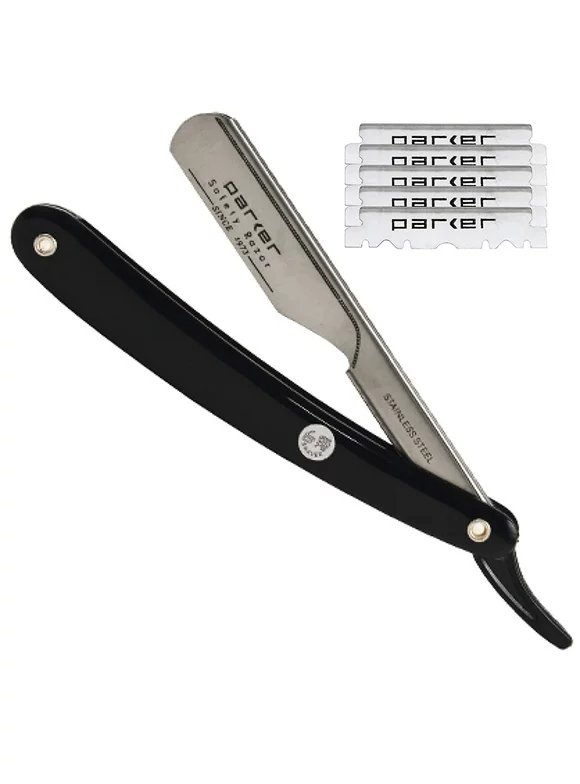 Parker PTB Professional Straight Edge Barber Razor with 5 Blades from Parker Safety Razor