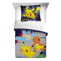Pokemon Kids Microfiber Bedding Reversible Comforter with Sham, 2-Piece Set, Twin/Full Size, Blue