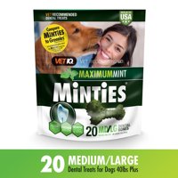 Minties Teeth Cleaner Dental Dog Treats Medium/Large, 20 Count