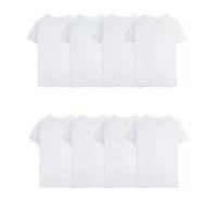 Fruit of the Loom Boys Undershirt, White Cotton Crew T-shirts, 5+3 Bonus Pack Sizes 6-20