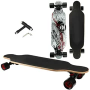 Longboard Skateboard Complete Cruiser, 31 inch Small Pro Longboards with T-Tool for Cruising, Carving, Freestyle and Downhill (Skull)