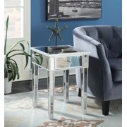 Convenience Concepts Gold Coast Mirrored End Table with Drawer, Silver