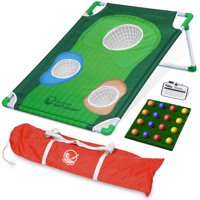 GoSports BattleChip Backyard Golf Cornhole Game | Includes Chipping Target, 16 Foam Balls, Hitting Mat and Carrying Case