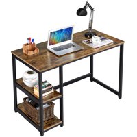 Computer Desk PC Laptop Study Workstation with Storage Shelves Industrial,Rustic Brown