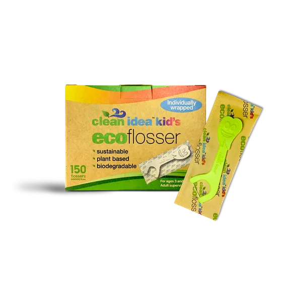 Clean Idea Kids Ecofloss Individually Wrapped 150 Floss Picks