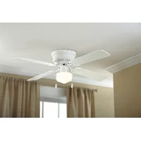 Mainstays 42" Hugger Metal Indoor Ceiling Fan with Single Light, White, 4 Blades, LED Bulb, No Remote Control