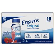 Ensure Original Nutrition Shake with 9 grams of protein, Meal Replacement Shakes, Strawberry, 8 fl oz, 16 Count
