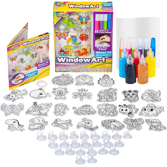Creative Kids Window Paint Art Stickers Kit for Kids - Children's Make Your Own Fun Suncatchers Set Age 6+