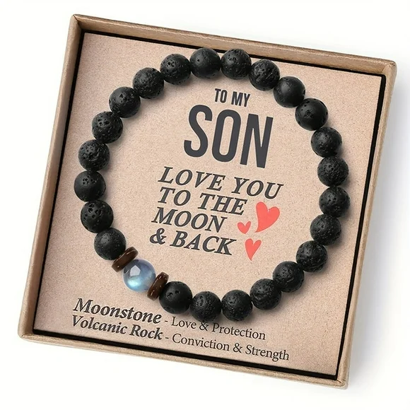 Bracelet+ Card, Son Gifts Bonus Son Bracelet To My Son/Dad/Bf/Brother/Uncle/Grandson/Lover Gifts Teen Boys Gift Ideas Teenage Boys Birthday Graduation Valentines Day Thanksgiving Gift