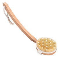 PRETTY SEE Bath Body Brush Exfoliator Bristle with Massage Nodes, Wood Back Brush with Removable Long Handle for Shower