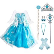 Girls Sequin Princess Elsa Costume Long Sleeve Dress up