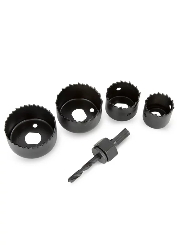 Hyper Tough Hole Saw Set with Arbor 1-1/4-Inch, 1-1/2-Inch, 2-Inch and 2-1/8-Inch, 3580