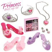 Dress-Up-America Dress Up Shoes For Little Girls - Princess Dress Up Set Includes Jewelry and 3 Pairs of Princess Shoes, 2 Tiaras, Earrings and Necklace, Little Girl and Toddler Role-Play Gift Set