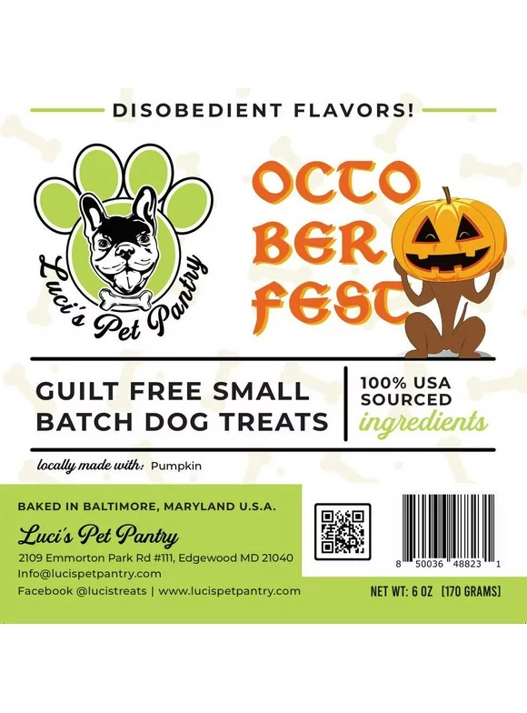 Octoberfest Halloween "Pumpkin Pie Biscuits" Dog & Puppy Treats! 6 oz. Treat Bag of Yummy Goodness!