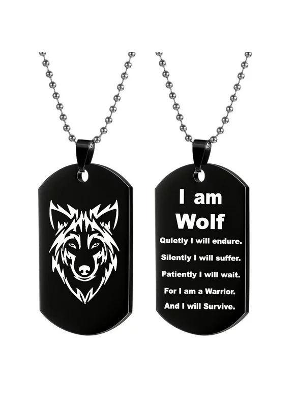 xiangDd New Fashion Men'S Fashion Wolf Pendant Necklace with A Cause I Am Wolf