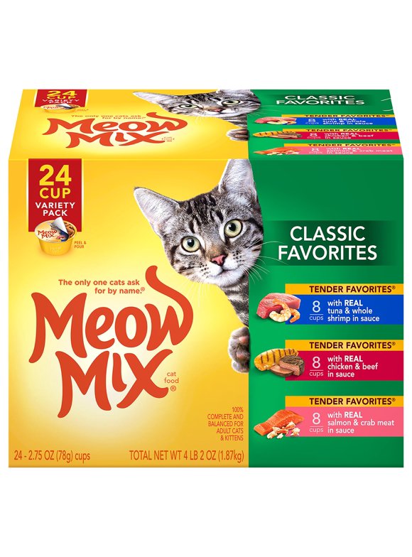 Meow Mix Classic Favorites Variety Pack, 2.75-Ounce Cans (Pack of 24)