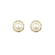 Goldtone and Faux Pearl Stud Earrings
