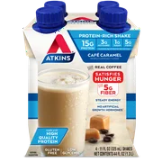 Atkins Gluten Free Protein-Rich Shake, Caf Caramel, Keto Friendly, 4 Count (Ready to Drink)
