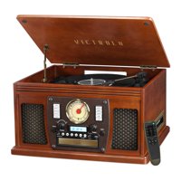 Victrola Wood 8-in-1 Nostalgic Bluetooth Record Player with USB Encoding and 3-speed Turntable