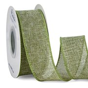 Ribbli Spring Moss Green Burlap Wired Ribbon,1-1/2 Inch x 10 Yard, Wired Edge Ribbon for Big Bow,Wreath,Tree Decoration,Outdoor Decoration