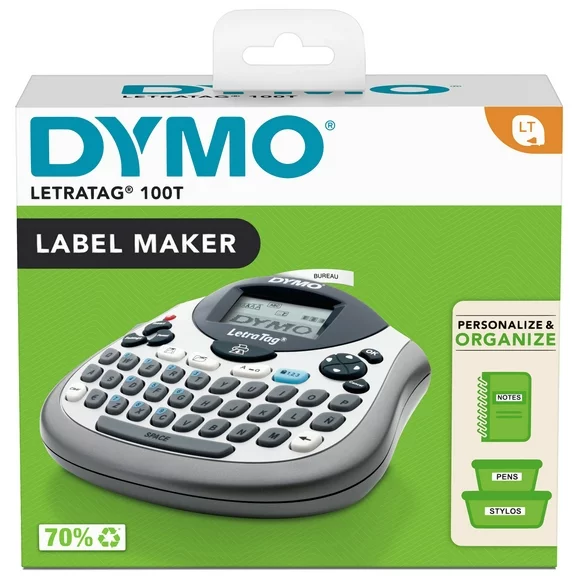 DYMO LetraTag 100T QWERTY Label Maker, Includes Black Print on White Paper Label