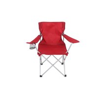 Ozark Trail Basic Quad Folding Outdoor Camp Chair with Cup Holder, Red, Outdoor